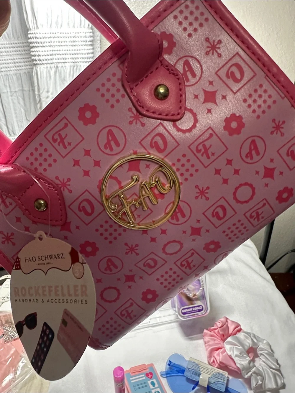 Kids Pink Play Purse Accessory Set by FAO Schwarz 12 pc bundle NWT